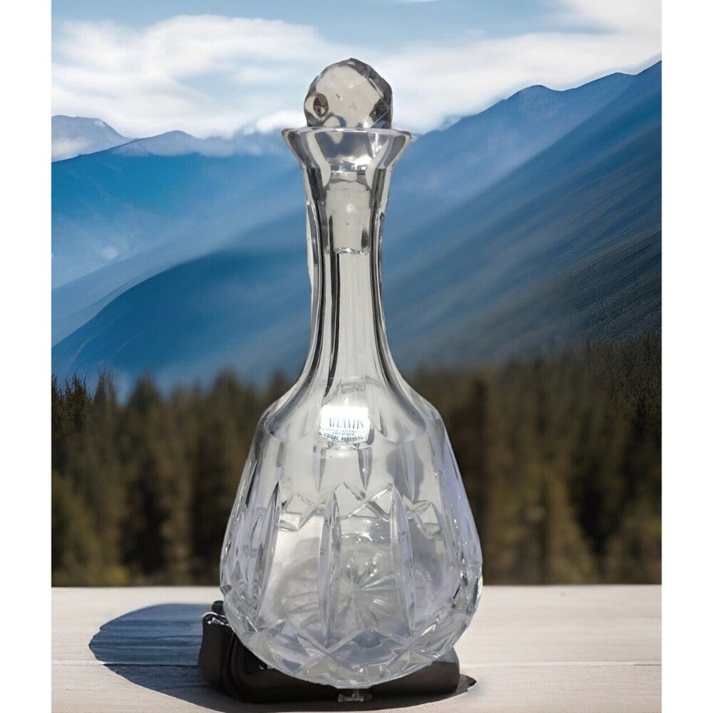 Vtg Atlantis Cut Crystal Liquor Wine Decanter MCM Barware Portugal Handcrafted